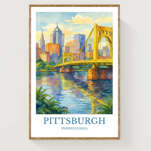 Pittsburgh Travel Poster, City Wall Art Print