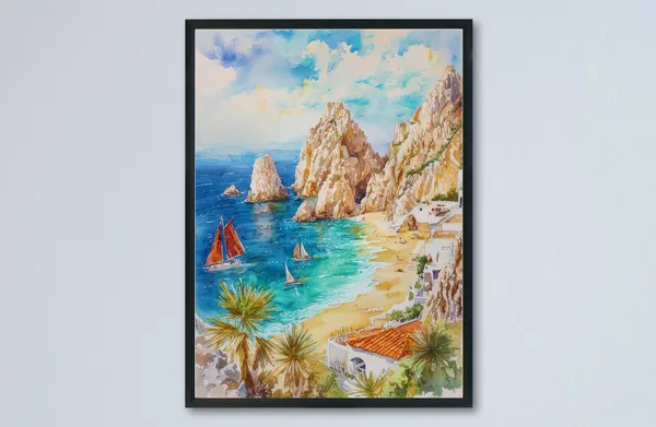 Cabo San Lucas Watercolor Travel Poster