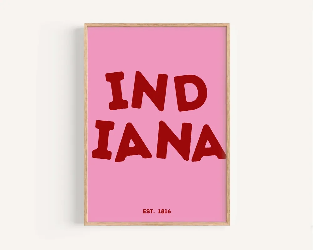 Indiana Dorm Art Print, Travel Wall Art