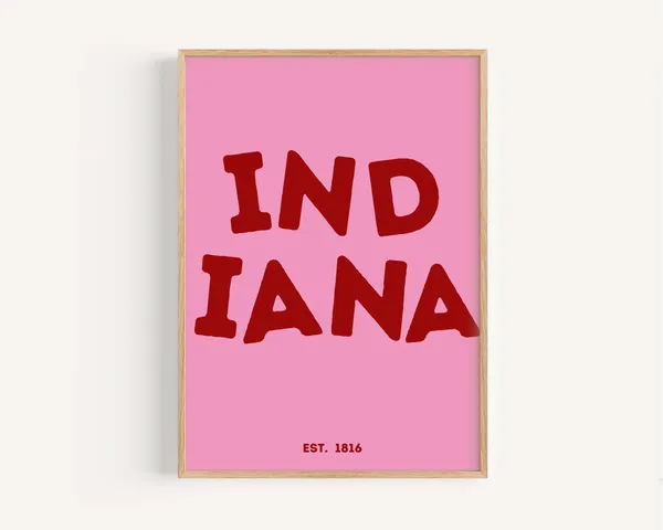 Indiana Dorm Art Print, Travel Wall Art