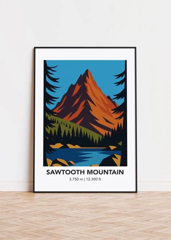 Sawtooth Mountain Modern Illustration Art Print