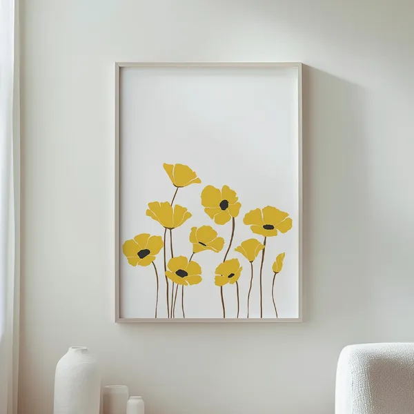 Yellow Flowers Minimalist Botanical Art Print