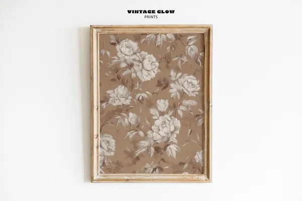Vintage Floral Burnt Orange Botanical Art Print