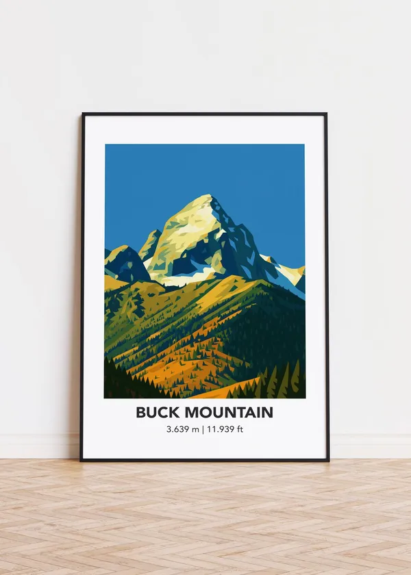 Buck Mountain Modern Illustration Art Print
