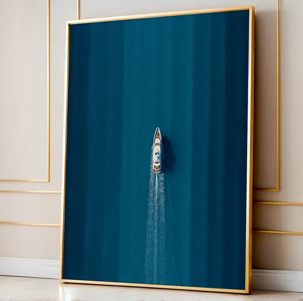 Luxury Yacht Minimalist Sailing Poster, Ocean Decor