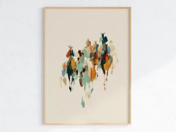 Abstract Cowboy Herd Western Wall Art Print
