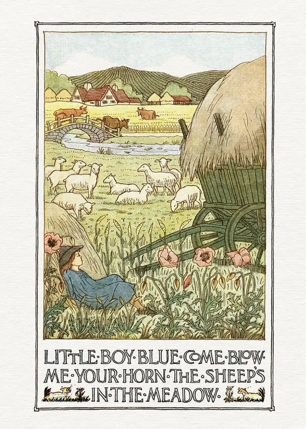 Vintage Nursery Rhyme Art Print, Little Boy Blue
