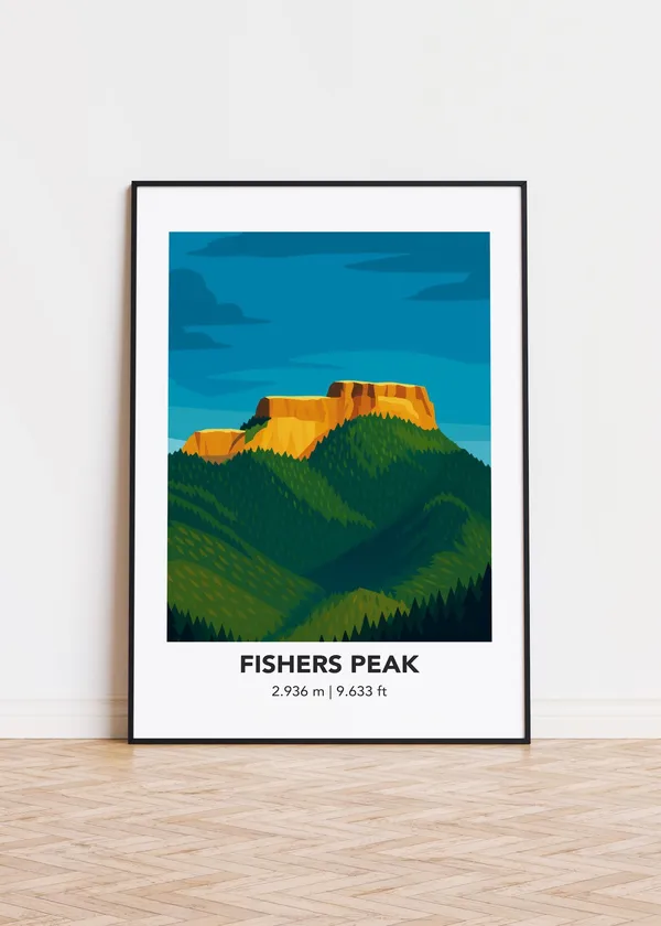 Fishers Peak Poster, Modern Minimalist Mountain Art