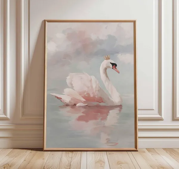 Swan Watercolor Art Print, Elegant Bird Poster