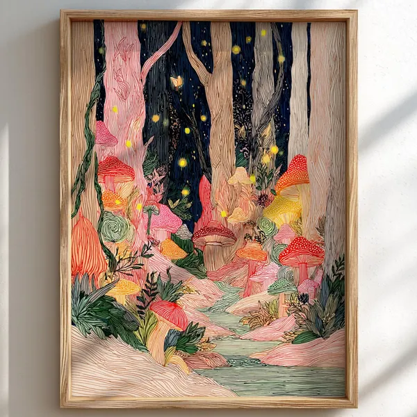 Luminescent Grove Pastel Forest Landscape Art Print