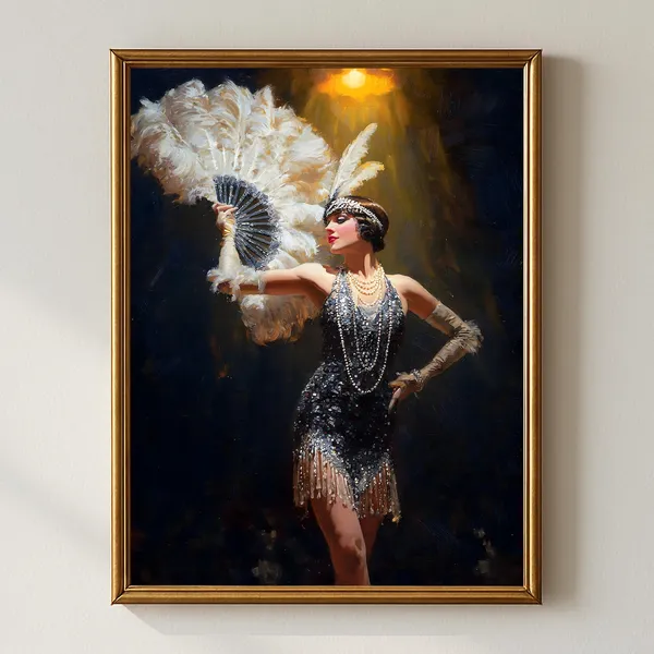 1920s Showgirl Vintage Flapper Dancer Art Print