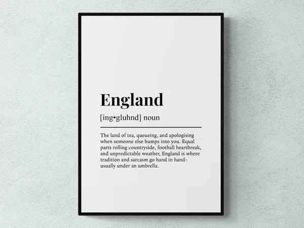 England Funny Definition Travel Poster, Uk Gift