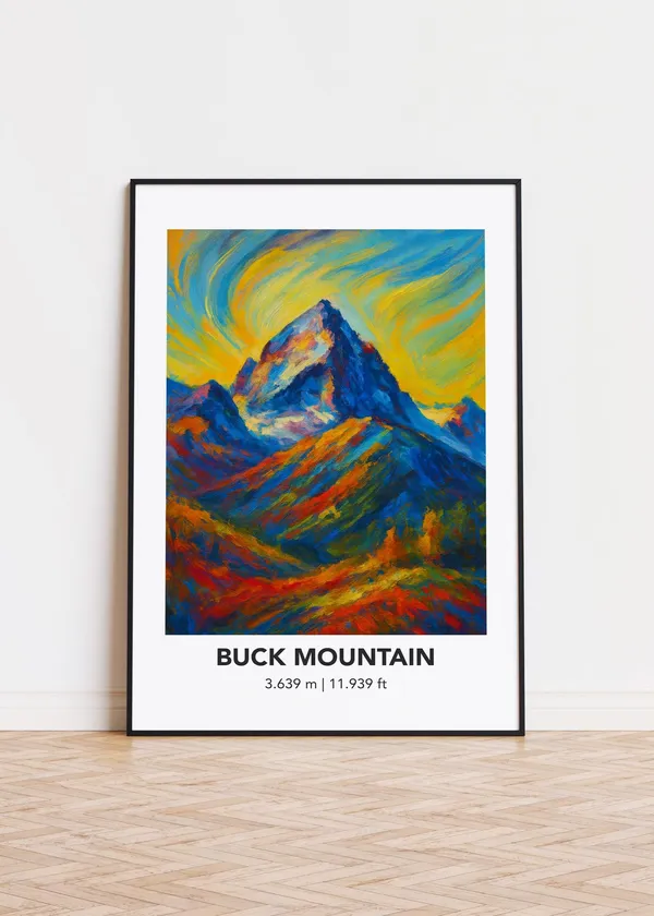 Buck Mountain Modern Oil-Style Art Print