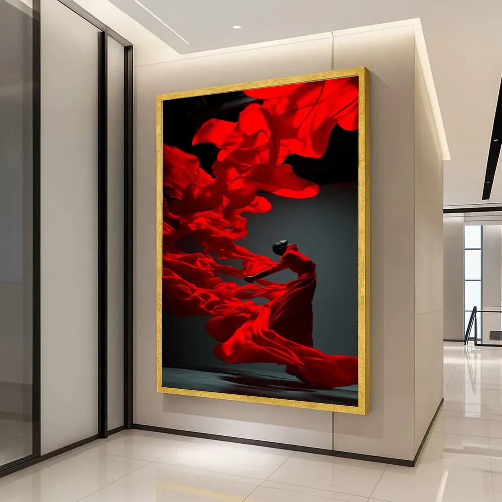 Red Dress Dance Modern Wall Art Print