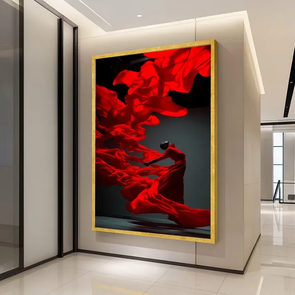 Red Dress Dance Modern Wall Art Print
