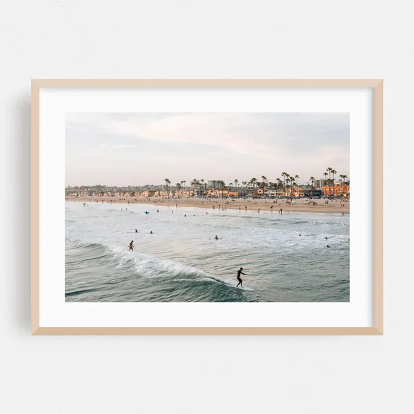 Newport Beach Coastal Surf Travel Poster