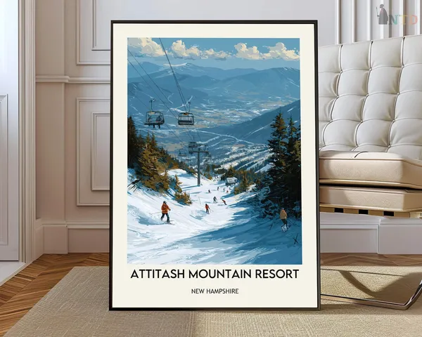 Attitash Mountain Resort Travel Poster, New Hampshire