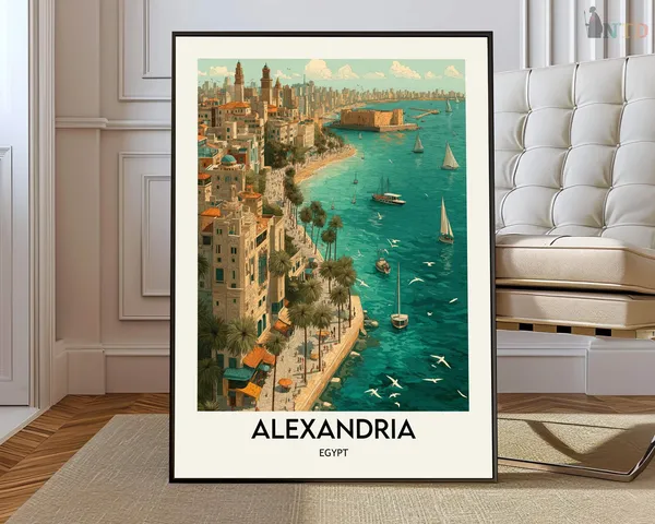 Alexandria Travel Poster, Egypt Wall Art Print