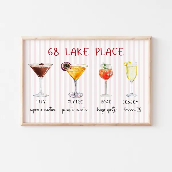 Custom Roommate Drink Print, Cocktail Poster