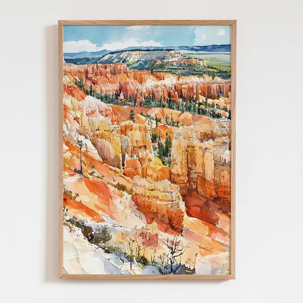 Bryce Canyon National Park Watercolor Wall Art Print