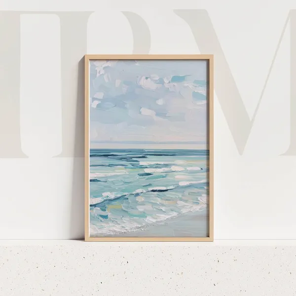 Ocean Waves Art Print, Coastal Seascape Painting