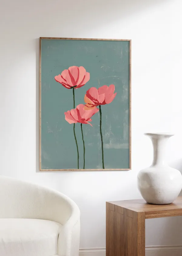 Pink Poppy Minimalist Modern Art Print