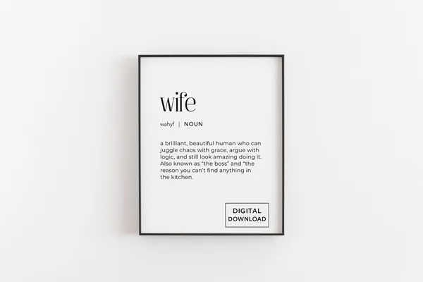 Wife Definition Funny Typography Art Print