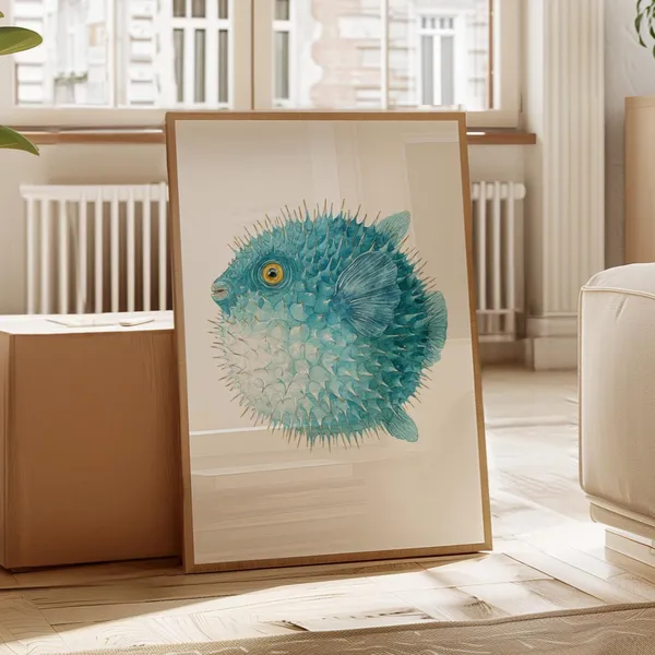 Whimsical Pufferfish Watercolor Ocean Art Print