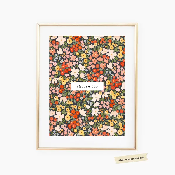 Choose Joy Watercolor Floral Art Print