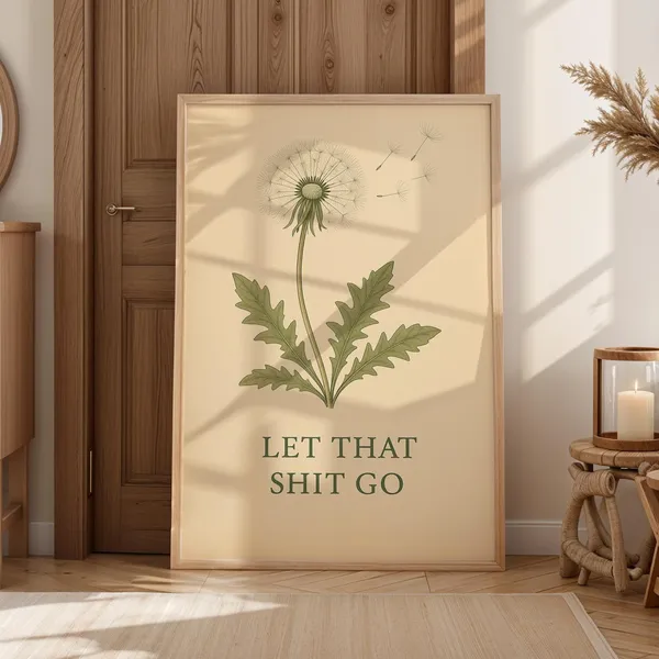 Funny Dandelion Botanical Print, Vintage Style
