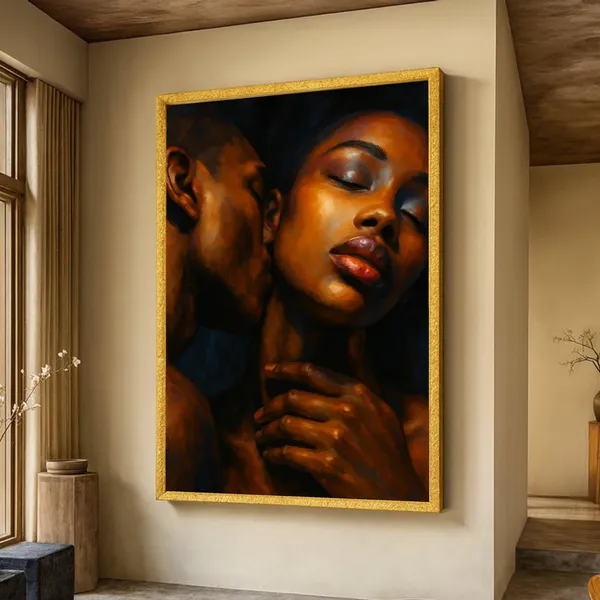 Intimate Couple Embrace Romantic Wall Art Print