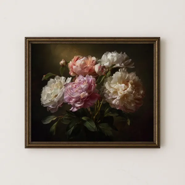 Vintage Peony Flower Print, Antique Floral Still Life