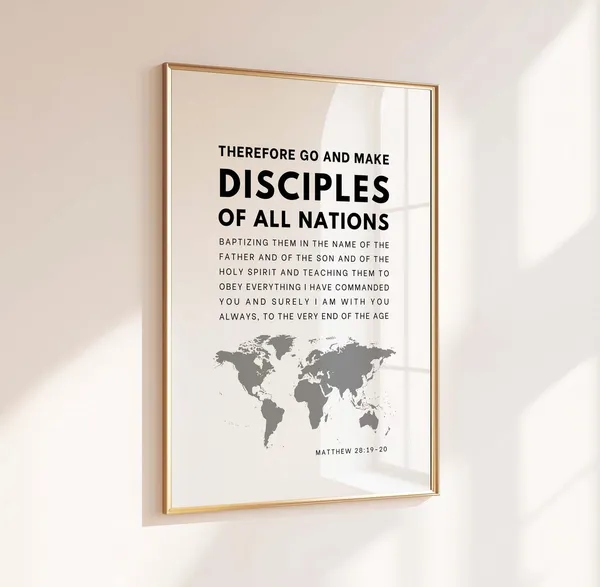 Matthew 28:19-20 Bible Verse Art Print, Church Decor