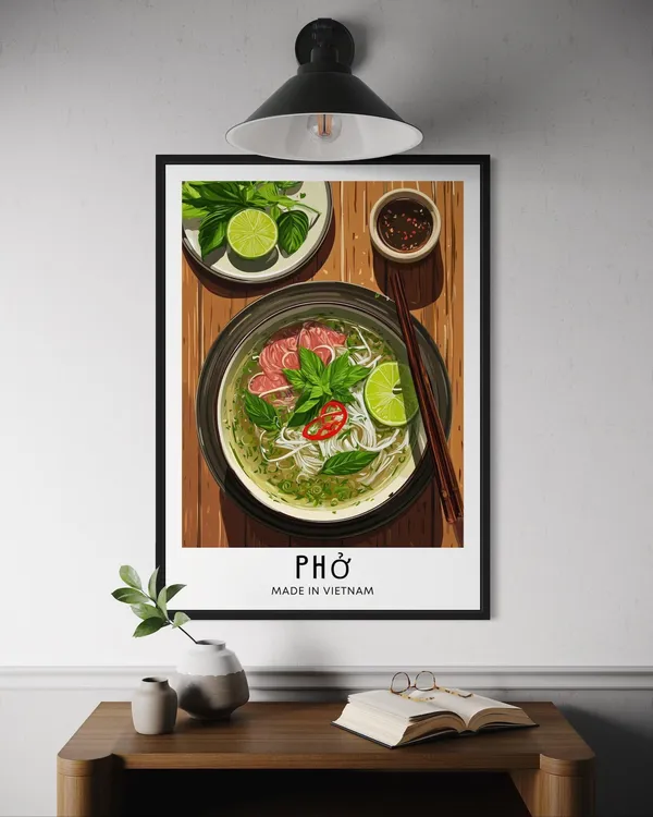 Pho Vietnamese Food Poster, Vietnam Kitchen Decor
