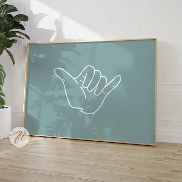 Shaka Hand Sign Coastal Surf Art Print