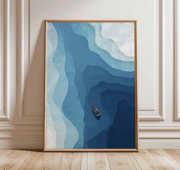 Minimalist Abstract Ocean Waves Art Print