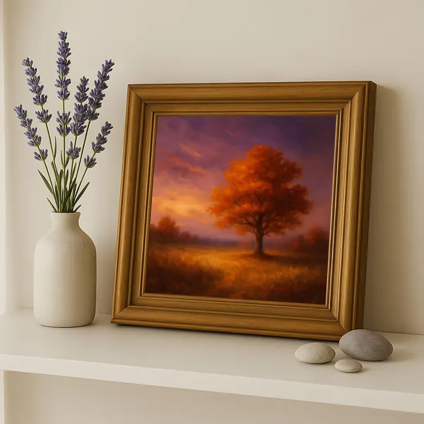 Autumn Tree Oil Painting Rustic Fall Landscape Art Print