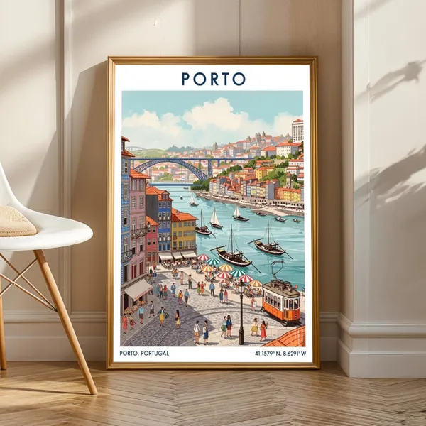 Porto Vintage Travel Poster, Portuguese City Print