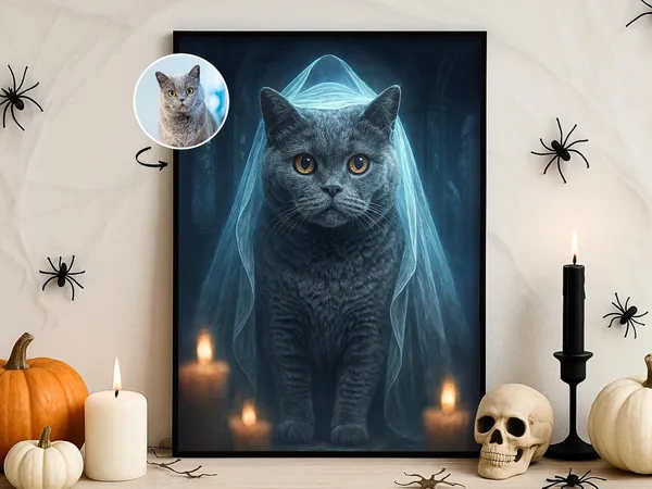 Custom Halloween Pet Portrait Gothic Art Print