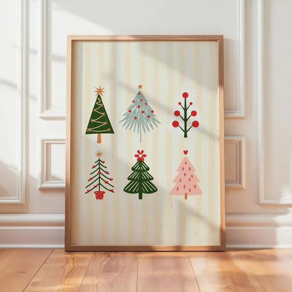 Christmas Tree Poster, Festive Holiday Wall Art