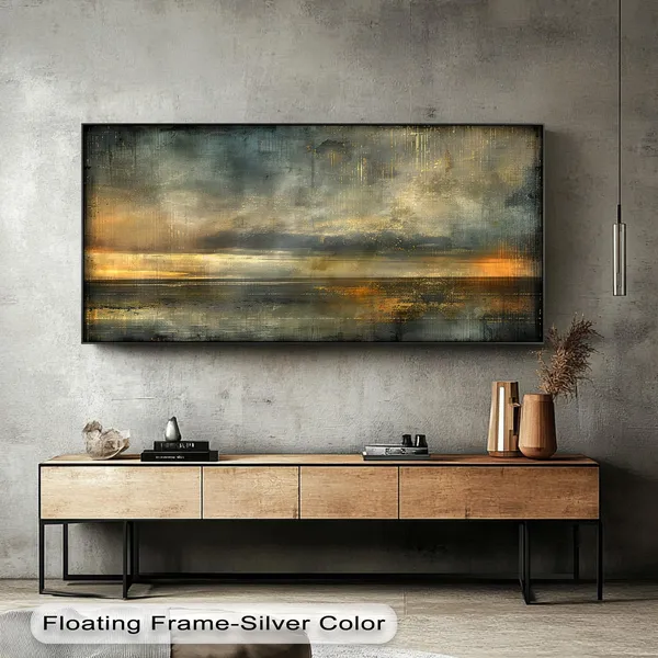 Gold Accent Abstract Landscape Art Print, Modern