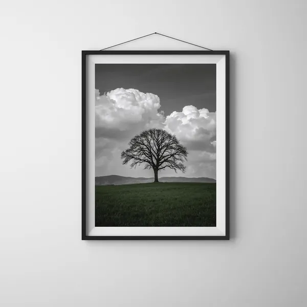 Minimalist Black and White Tree Art Print
