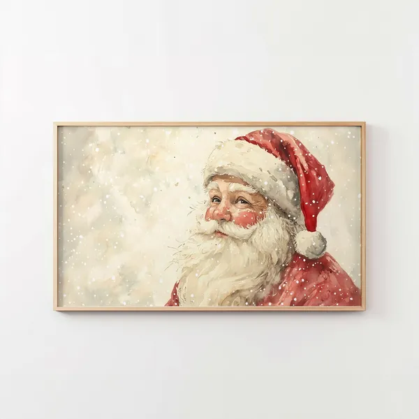 Vintage Santa Claus TV Frame Art, Christmas Decor