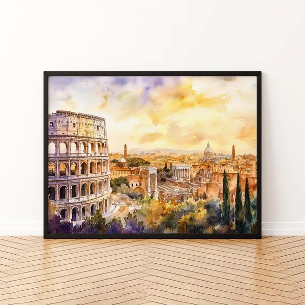 Rome Watercolor Poster, Italy Landscape Art Print