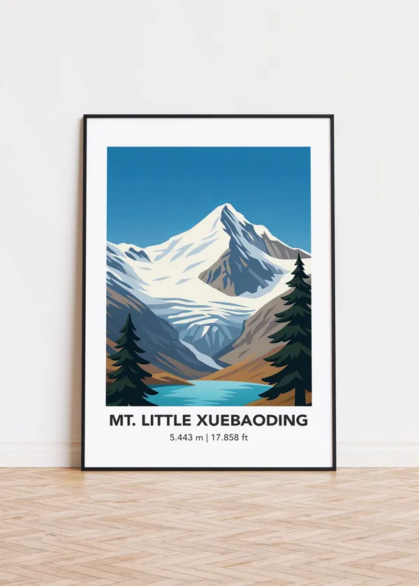 Mt Little Xuebaoding Mountain Illustration Art Print