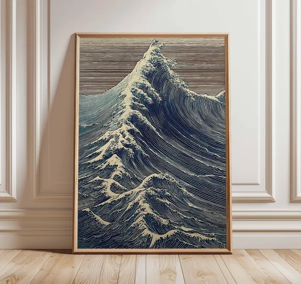 Ocean Wave Japanese Style Seascape Art Print