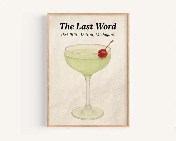 Last Word Cocktail Vintage Gin Drink Bar Poster