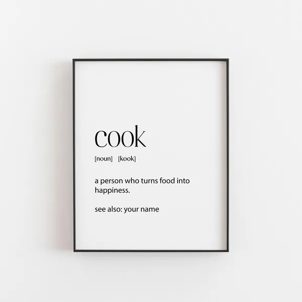 Personalised Cook Definition Poster, Chef Gift