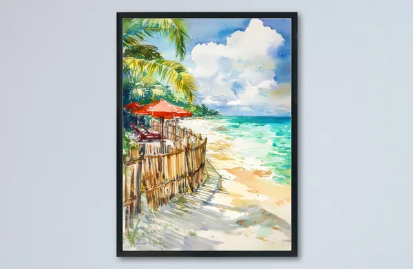 Playa Del Carmen Watercolor Wall Art Print