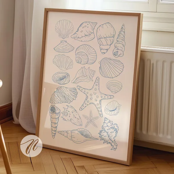 Seashell Art Print, Trendy Coastal Cowgirl Decor